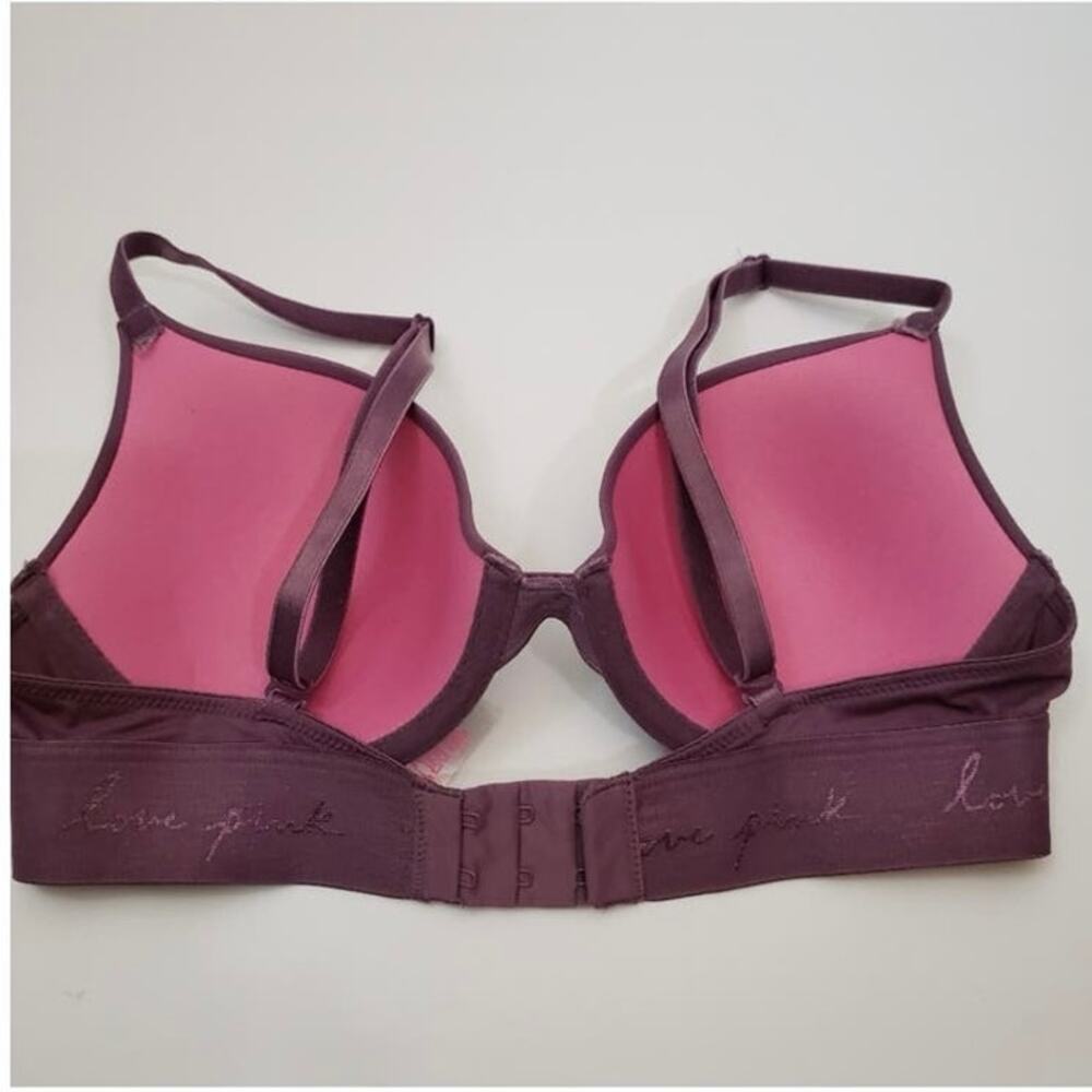 PINK Lilac Purple Wear Everywhere Lightly Lined T-Shirt Logo Band Bra Size 32DD - Picture 9 of 9